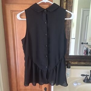 Naked Zebra Black Button Back Sleeveless Blouse Size M